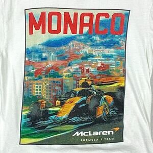 McLaren Formula 1 Team Monaco Shirt Mens M White Multicolor Car Racing Art Paint